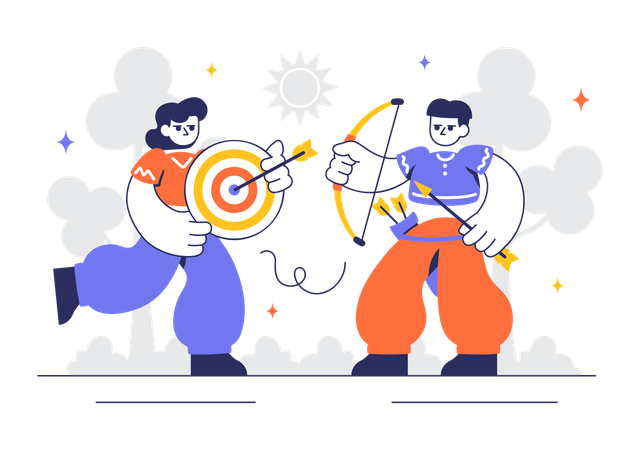 People playing archery sport  Illustration
