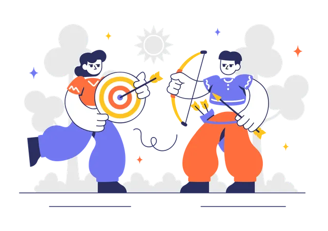 People playing archery sport  Illustration