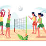 people playing beach volleyball illustration