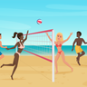 people playing beach volleyball illustrations