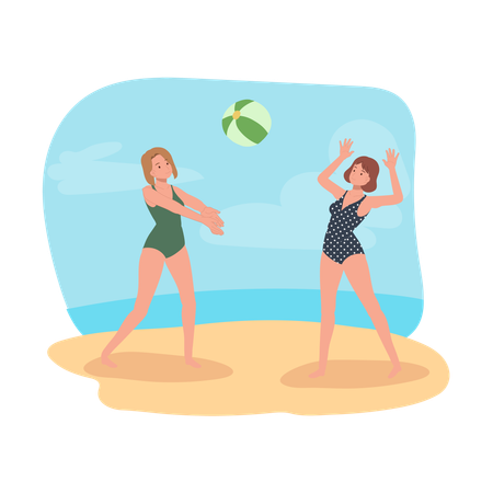 People Playing beachball  Illustration