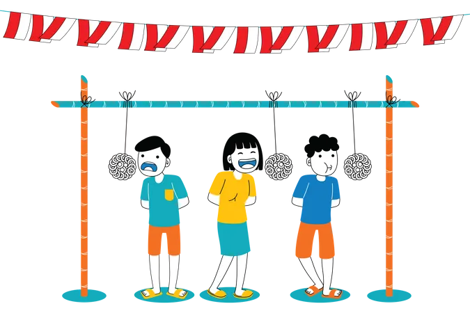 People Playing blowing air game  Illustration