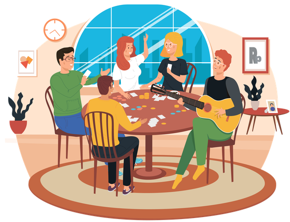 People playing board game  Illustration