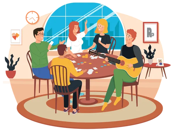 People playing board game  Illustration