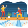 illustrations of people playing bowling