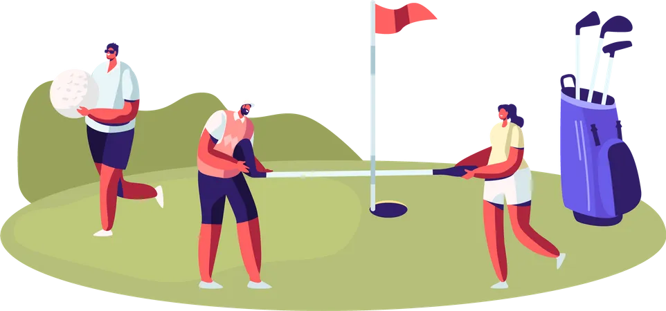 People Playing Golf Illustration