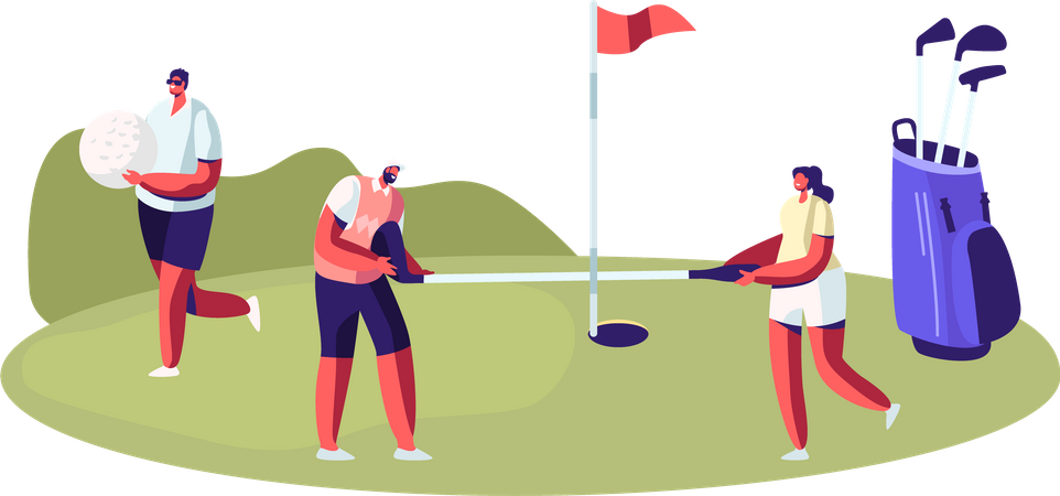 People Playing Golf  Illustration