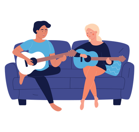 People playing guitar  Illustration