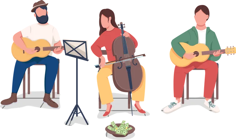 People playing music  Illustration