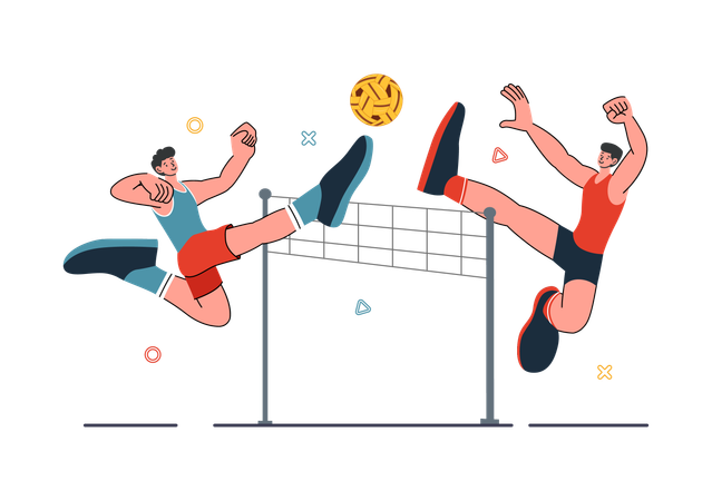 People playing Sepak Takraw  Illustration