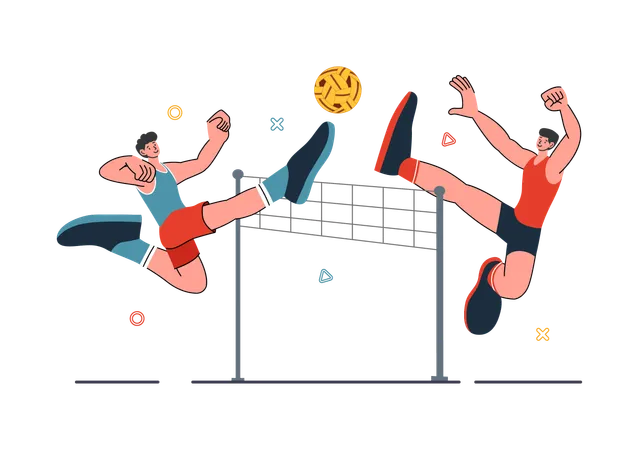 People playing Sepak Takraw  Illustration