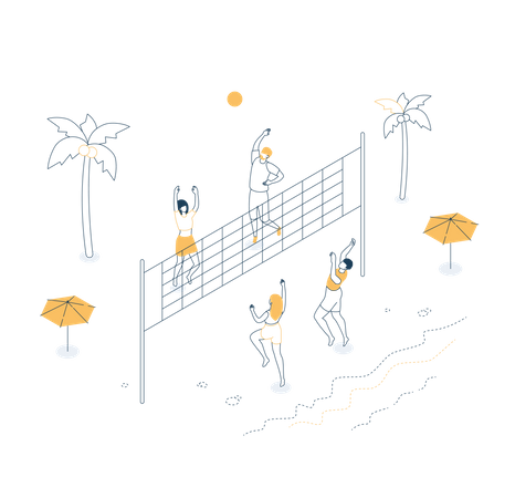 People playing volleyball Illustration