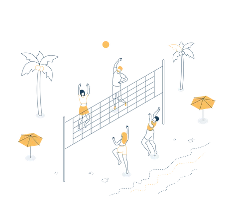 People playing volleyball Illustration