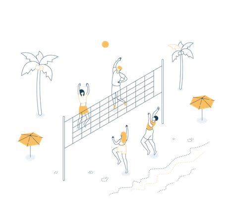 People playing volleyball  Illustration