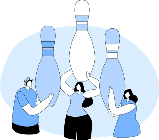 People playing with bowling pins Illustration