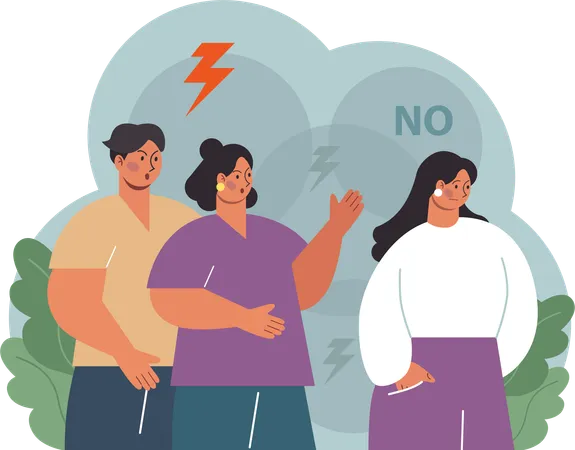 People pointing girl and say no  Illustration
