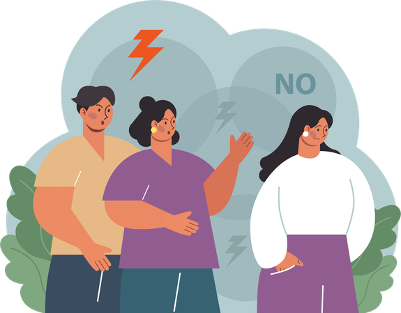 People pointing girl and say no  Illustration