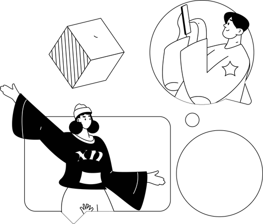 ソーシャルメディアに投稿する人々  イラスト