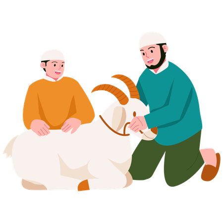 People Preparing goat Sacrifice  Illustration