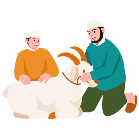 People Preparing goat Sacrifice  Illustration
