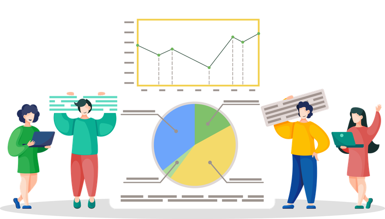 People Presenting Business Report  Illustration