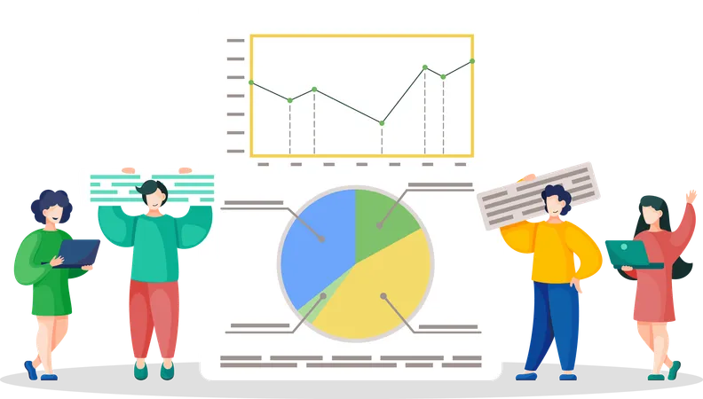 People Presenting Business Report  Illustration