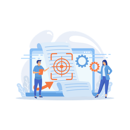 People project managers work on vision and scope document  일러스트레이션