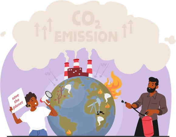 People Protest Against Climate Changes Their Unified Voice Calls For A Sustainable Future Urging Leaders To Combat Environmental Crises And Reduce Carbon Emissions Now Cartoon Vector Illustration Illustration