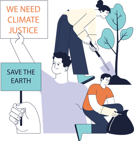 People protest for climate justice  Illustration