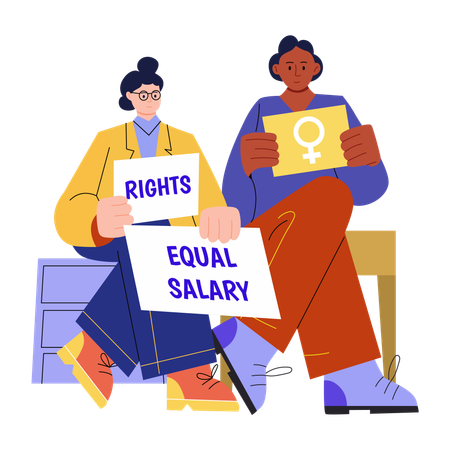 People protesting for equal salary  Illustration