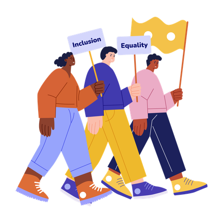 People protesting for inclusion  Illustration