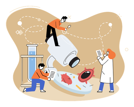 People providing laboratory diagnostic service  Illustration