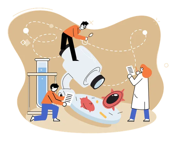 People providing laboratory diagnostic service  Illustration