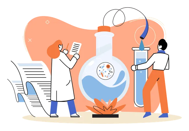 People providing laboratory diagnostic service  Illustration