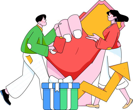 People purchase gift using gift card  Illustration