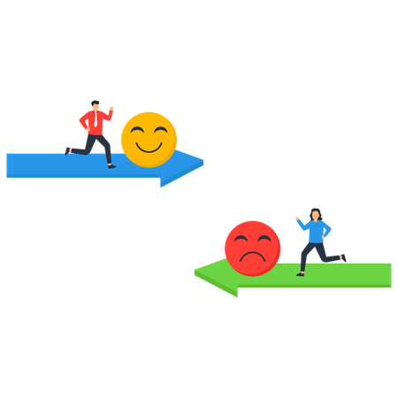 People pushing the upset and happy emoticon  Illustration