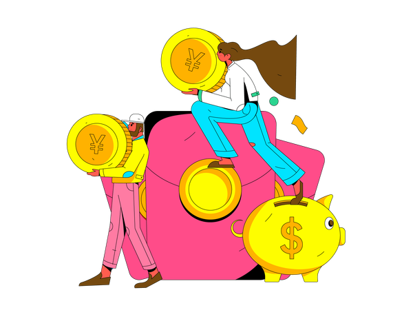 People putting money in angpow  Illustration