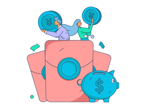 People putting money in angpow  Illustration