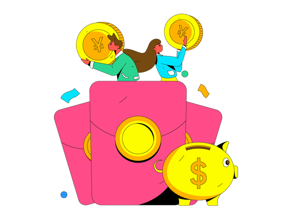 People putting money in angpow  Illustration