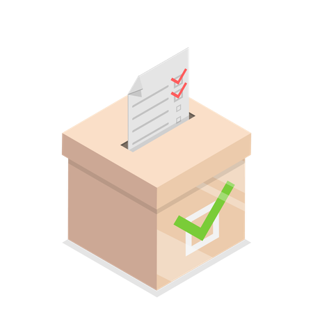 People putting vote in voting box  Illustration