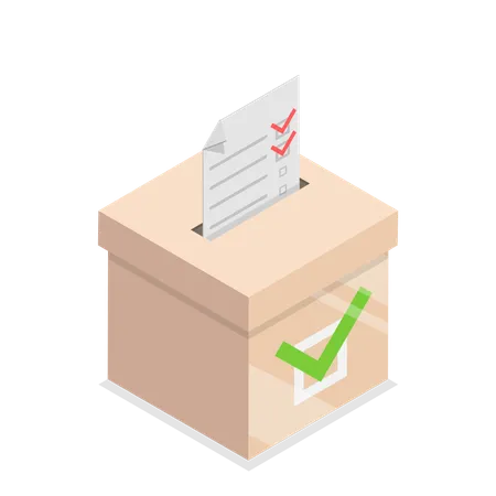 People putting vote in voting box  Illustration