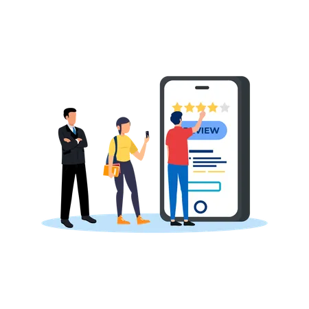 Customer Review Flat Illustration In This Design You Can See How Technology Connect To Each Other Each File Comes With A Project In Which You Can Easily Change Colors And More Illustration