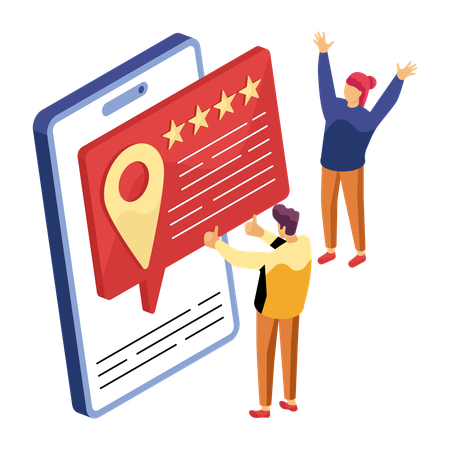 People rating delivery man services  Illustration