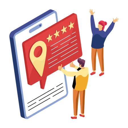 People rating delivery man services  Illustration