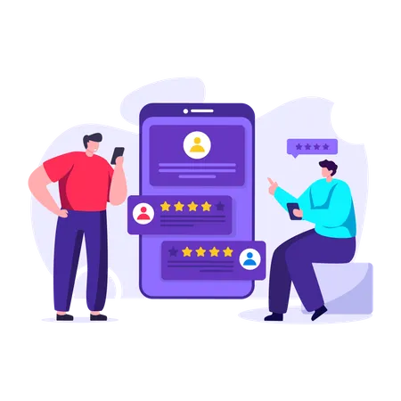 People rating experience through application  Illustration