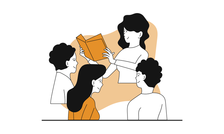 People reading book  Illustration