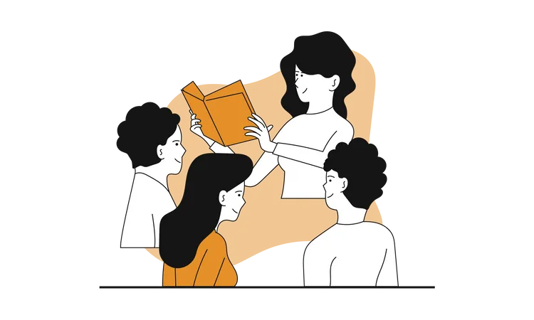 People reading book  Illustration
