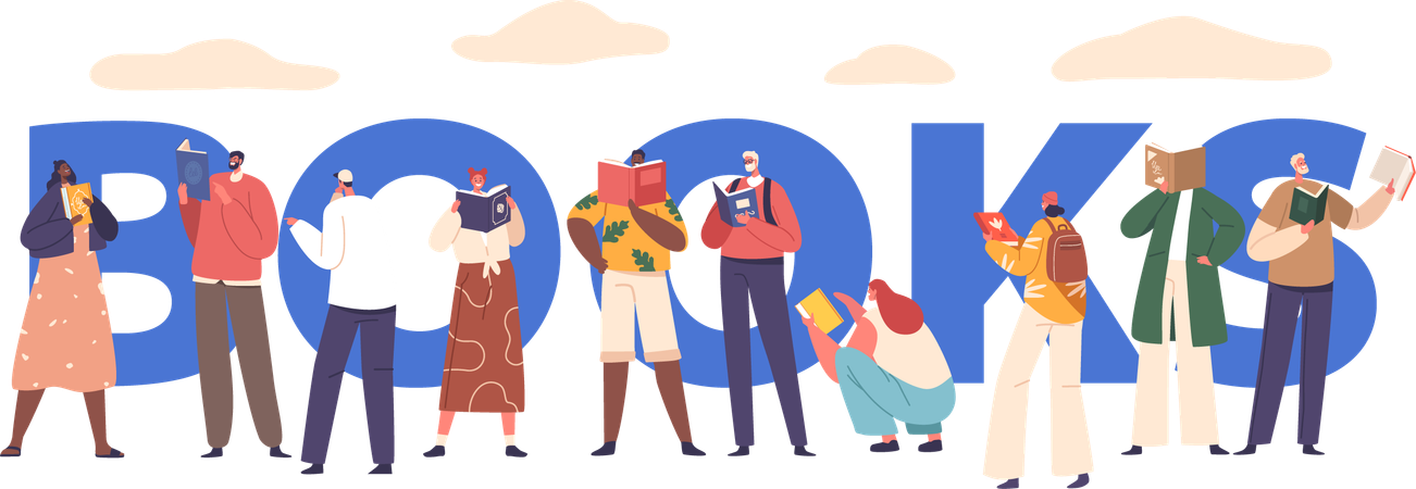 People reading books  Illustration