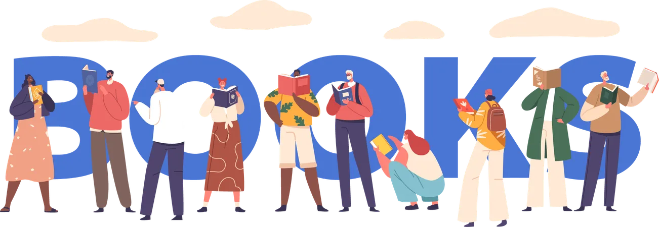 People reading books  Illustration