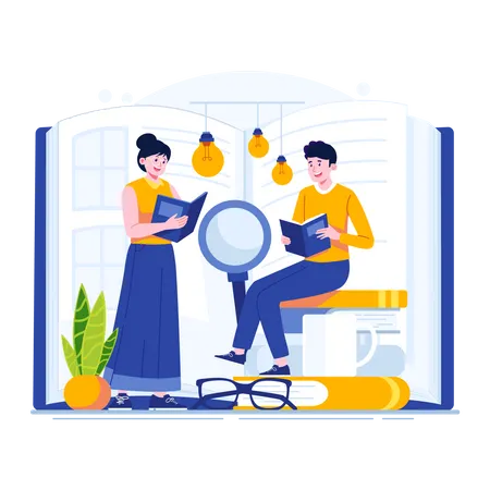 People reading books  Illustration